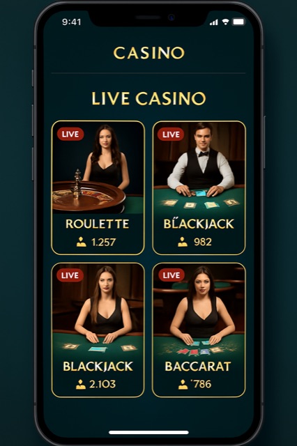 Rokubet mobil uygulama canlı casino ekranı
